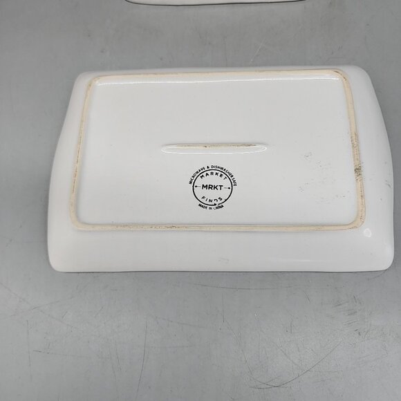 Old World Market White Oversized Covered Butter Dish with Lid Farmhouse - Picture 4 of 5